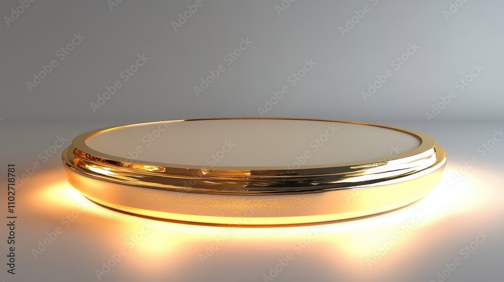 Illuminated Gold Circular Platform Display Stand