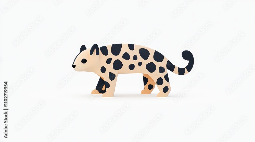 Cartoon Style Animal Figure with Spots on a Minimalist Background