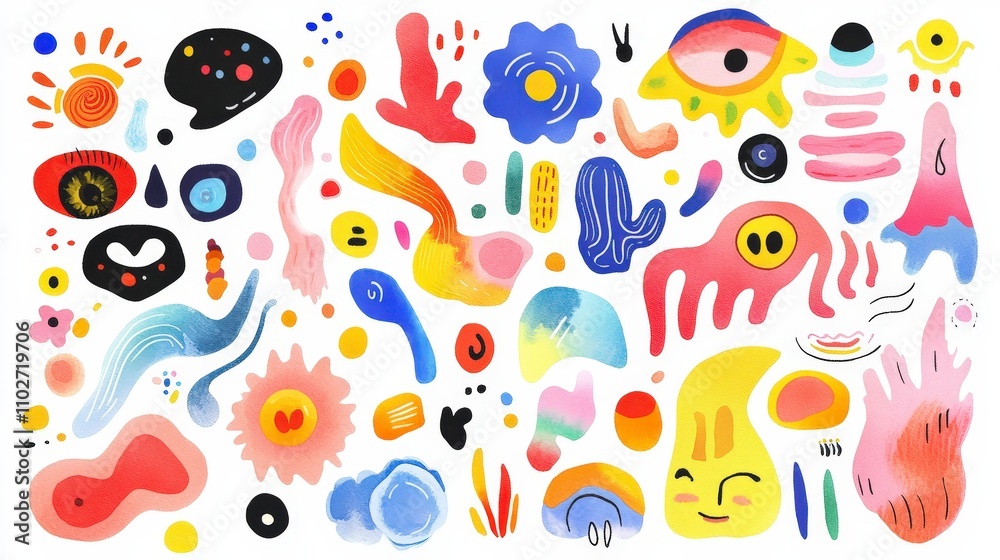 Abstract Colorful Shapes and Patterns in Bright Vibrant Style Abstract Colorful Shapes and Patterns in Bright Vibrant Style