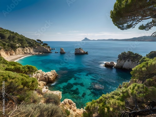 Turquoise Cove Secluded Beach Mediterranean Sea Coastline