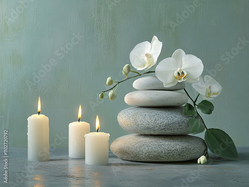 Create a Soothing Space with Orchid Flowers, Natural Stones, and Soft Candlelight