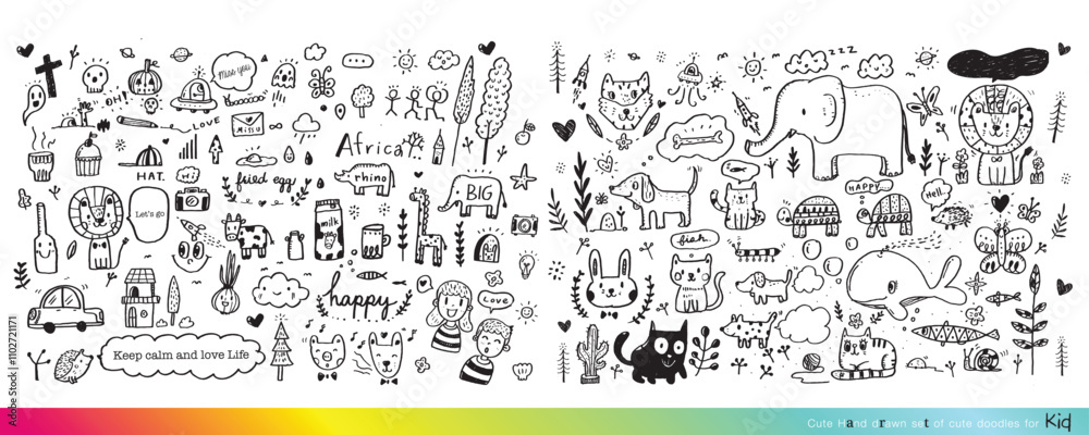 Vector illustration of Doodle cute for kid, Hand drawn set of cute doodles for decoration,Funny Doodle Hand Drawn, Summer, Doodle set of objects from a child's life,Cute animal Vector illustration of Doodle cute for kid, Hand drawn set of cute doodles for decoration,Funny Doodle Hand Drawn, Summer, Doodle set of objects from a child's life,Cute animal