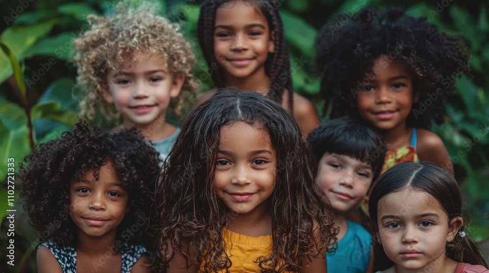 Group of children of diverse backgrounds playing together or posing for a photo Group of children of diverse backgrounds playing together or posing for a photo