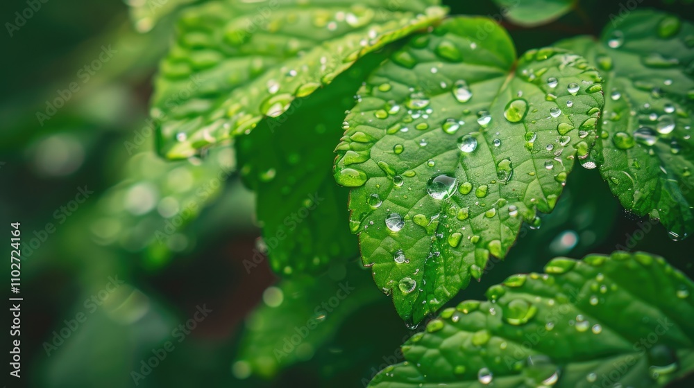 water drops on green leaf