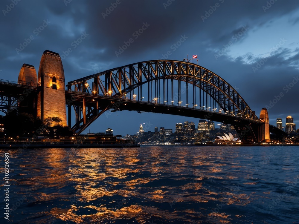 Naklejka premium Nocturnal Sydney Harbour Bridge, a visual essay in documentary style.