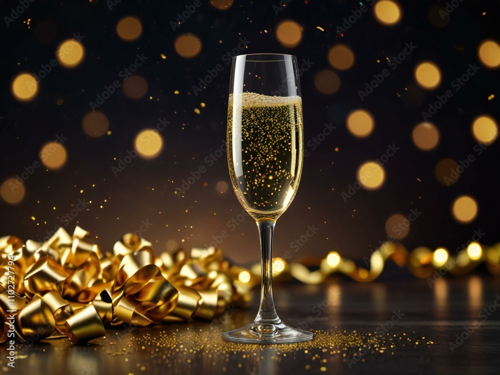 two glasses of champagne and christmas decorations two glasses of champagne and christmas decorations