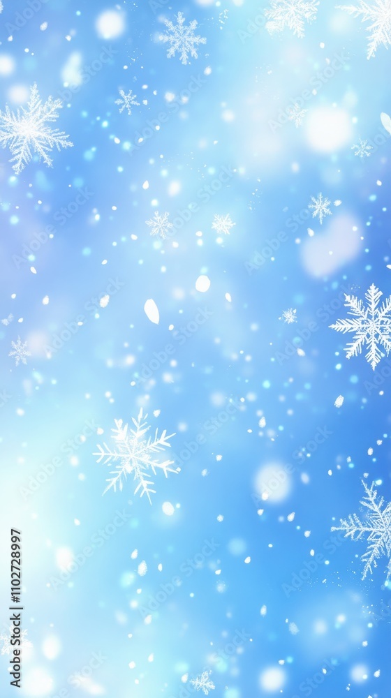 Snowflakes gently falling in a serene cartoon winter wonderland background Snowflakes gently falling in a serene cartoon winter wonderland background