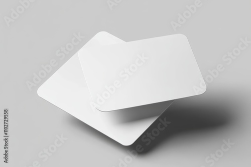 Minimalist White Credit Card Mockup Overlapping Shadows for Business Presentation photo