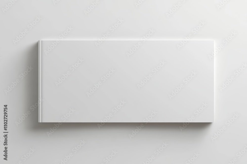 Blank White Rectangular Book Mockup Minimalist 3D Rendering on White Surface Blank White Rectangular Book Mockup Minimalist 3D Rendering on White Surface
