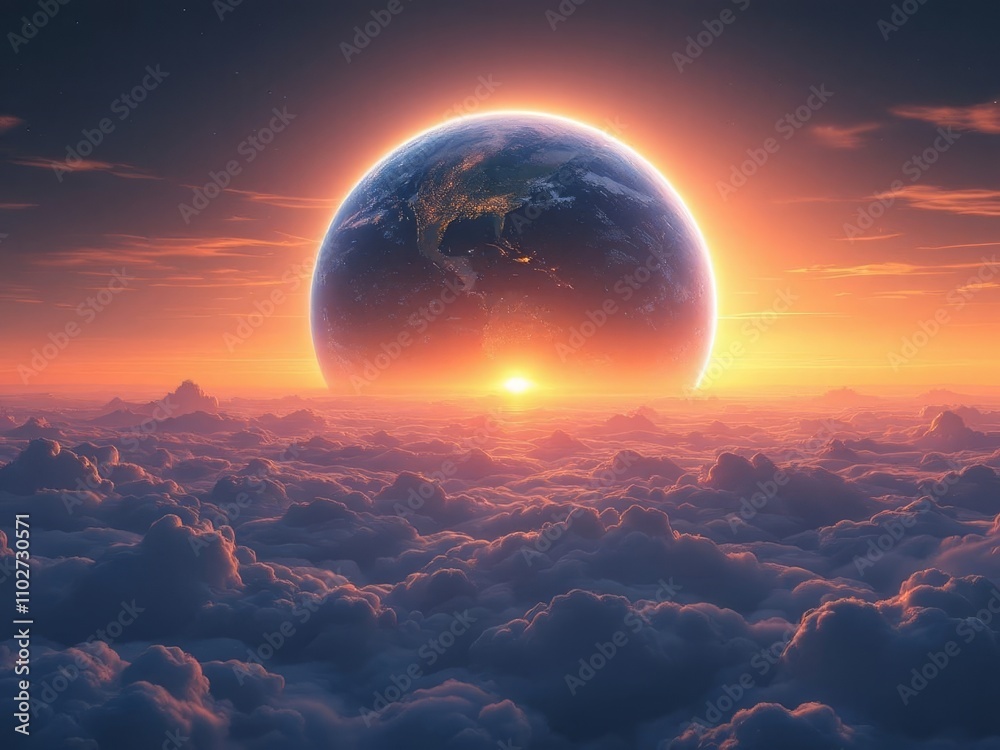 Sun paints Earth's edge, a dramatic silhouette. Sun paints Earth's edge, a dramatic silhouette.