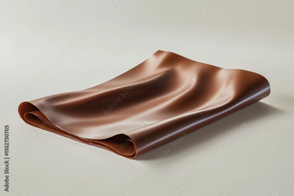 Photorealistic presentation of folded chocolate sheet revealing rich texture and glossy surface Photorealistic presentation of folded chocolate sheet revealing rich texture and glossy surface