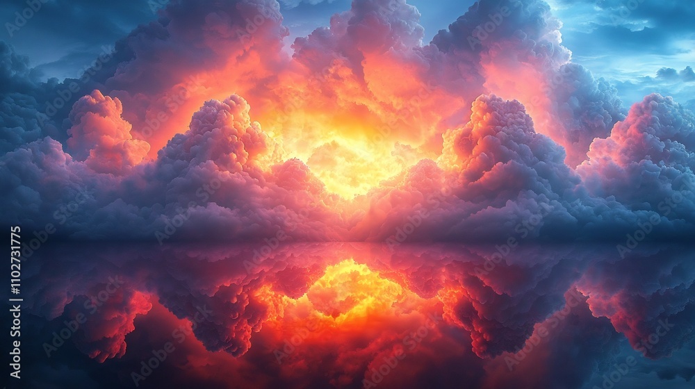 Dramatic Fiery Stormy Cloudy Sky with Explosive Energy and Intensity Dramatic Fiery Stormy Cloudy Sky with Explosive Energy and Intensity
