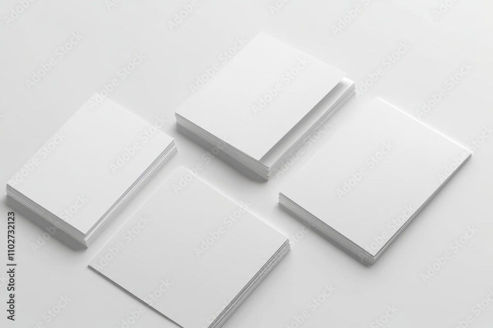 White Blank Rectangular Cards Mockup Minimalist Design 3D Rendering White Blank Rectangular Cards Mockup Minimalist Design 3D Rendering