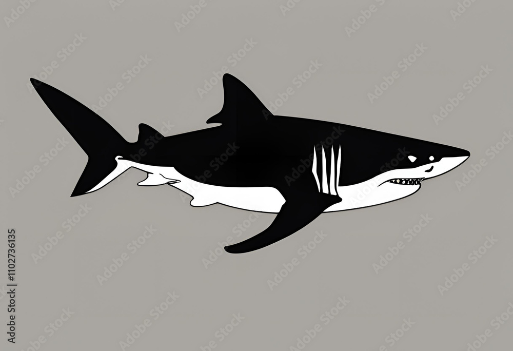 Obraz premium Underwater Predator Silhouette: Shark Vector Illustration