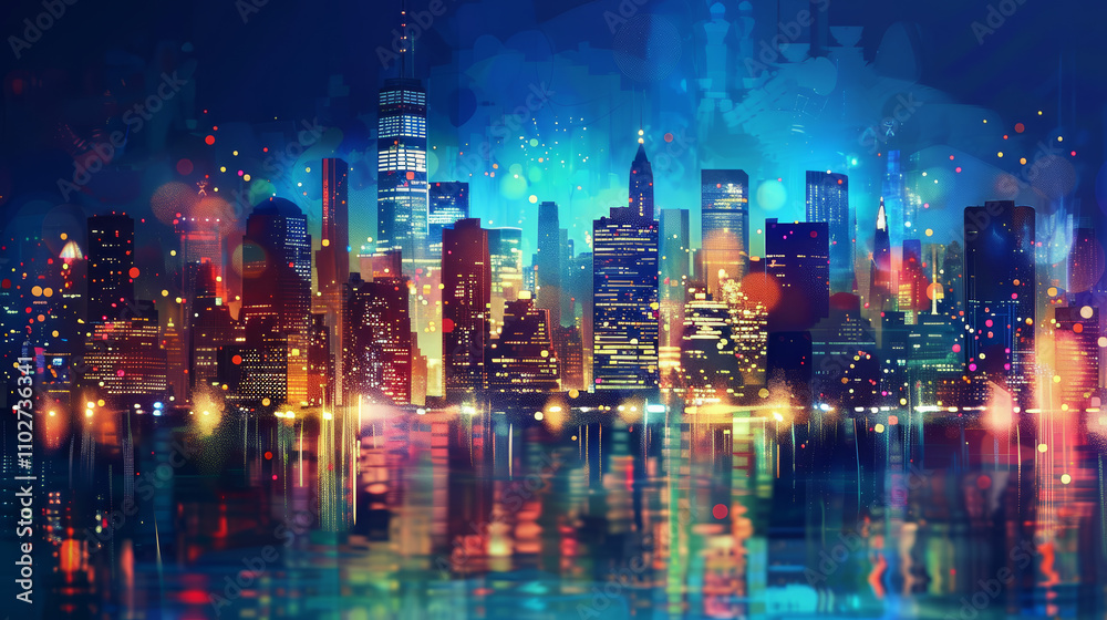 High-Resolution City Skyline at Night High-Resolution City Skyline at Night