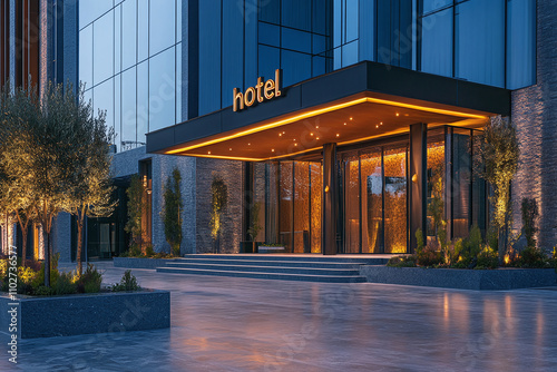 Contemporary luxury hotel exterior with 
