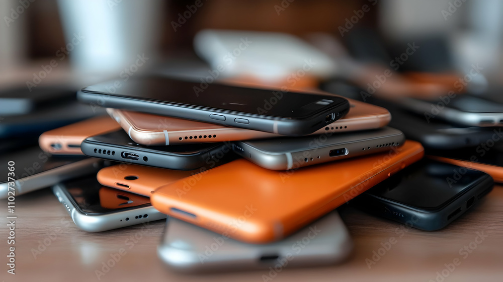 Pile of Smartphones, Realistic Product Image Pile of Smartphones, Realistic Product Image
