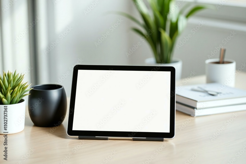 tablet pc with screen on table tablet pc with screen on table