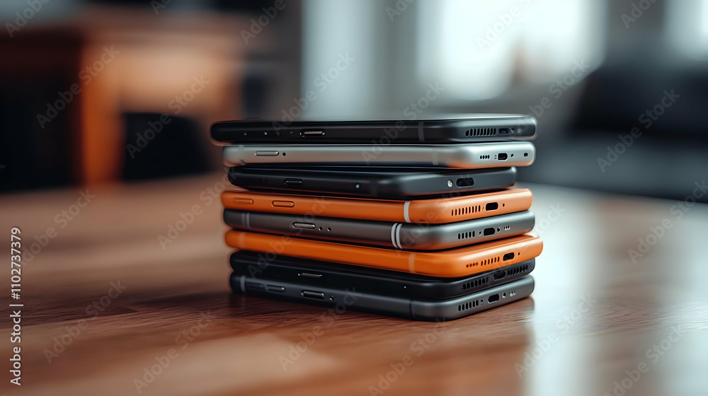 Stack of Smartphones Photo Stack of Smartphones Photo