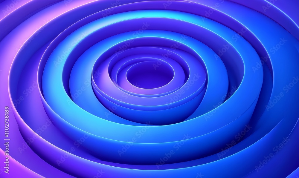 Abstract Digital Artwork Concentric Circles Blue Purple Gradient Modern Background Design