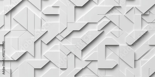 Abstract Geometric Triangle Pattern Background Design in White with 3D Raised Effect for Modern Wallpaper and Flat Lay Views