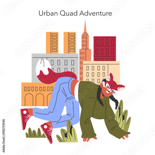Quadrobers. Flat Vector Illustration