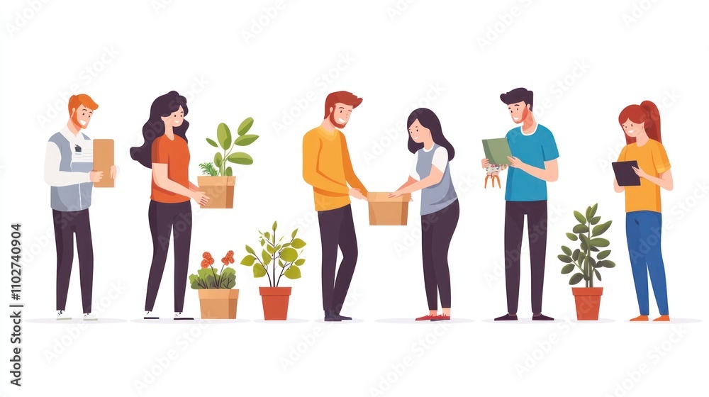 Obraz premium People performing various acts of kindness, like volunteering or assisting others