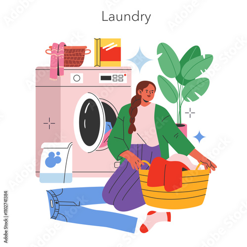 House Cleaning. Flat Vector Illustration