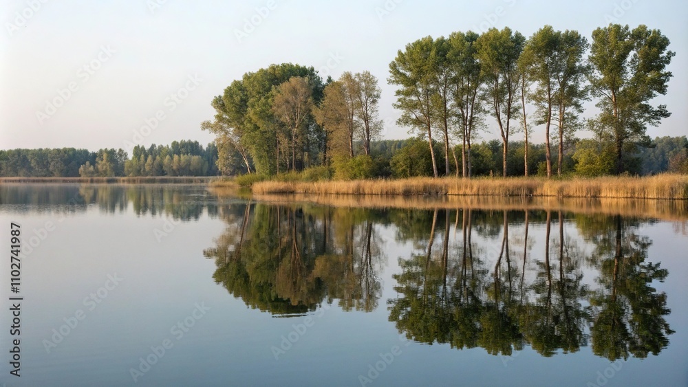 Reflection of trees on a quiet lake, tranquil scene, natural beauty, outdoor scenery, water reflections Reflection of trees on a quiet lake, tranquil scene, natural beauty, outdoor scenery, water reflections