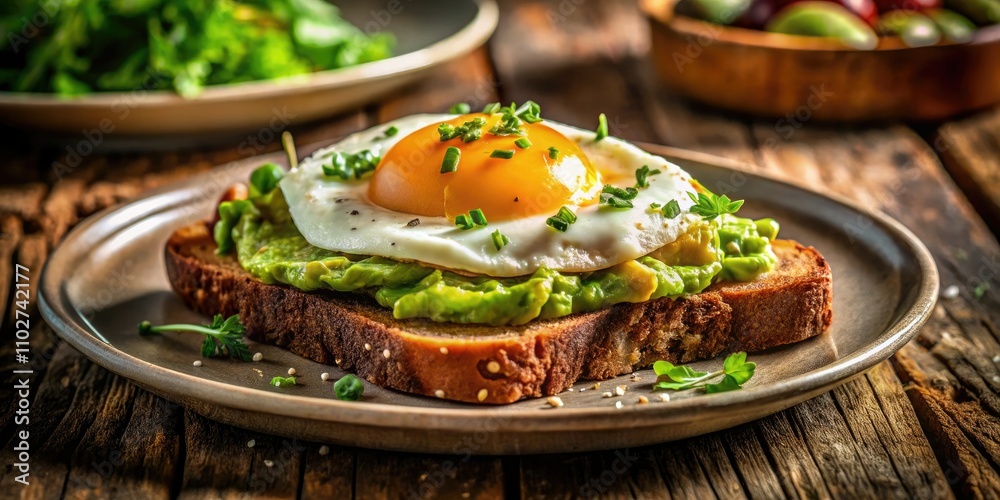 Panoramic Avocado Toast with Fried Egg: Recipe, Food Photography, Breakfast, Brunch, Healthy Eating Panoramic Avocado Toast with Fried Egg: Recipe, Food Photography, Breakfast, Brunch, Healthy Eating