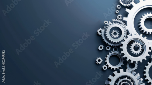 Abstract techno gear background with geometric colorful gear wheels. Space for gear text. Vector gears modern mechanism industrial . Technology gears photo