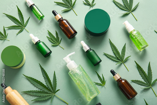Bottles and jars of hemp co...