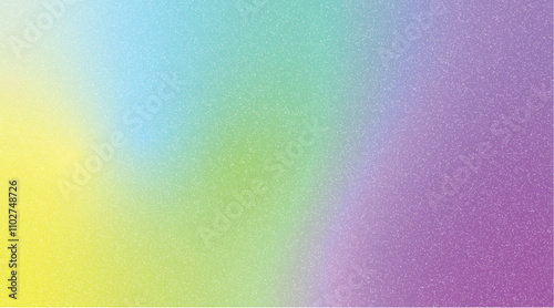 Noise grain textured background with dreamy pastel colors blending yellow, green, blue, and purple gradient for design and illustration