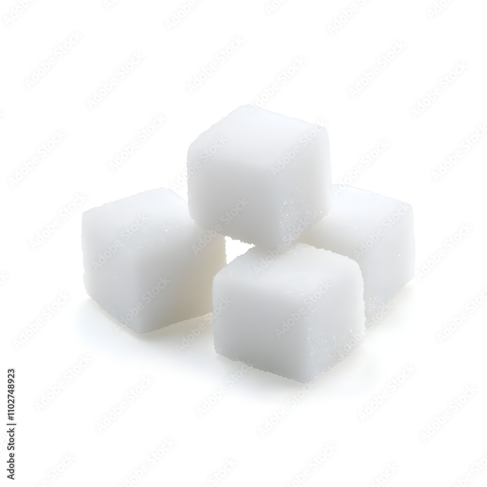 close up of three white sugar cubes isolated on white background close up of three white sugar cubes isolated on white background