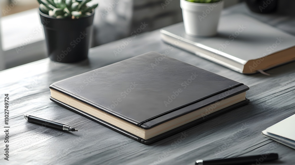 Fototapeta premium Custom notebook mockup with textured cover design