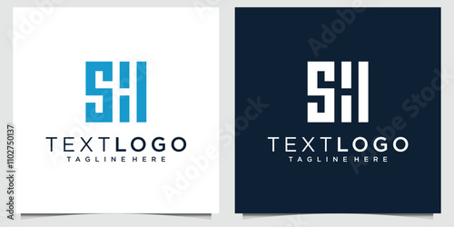 initial letter SH logo monogram design tempalate