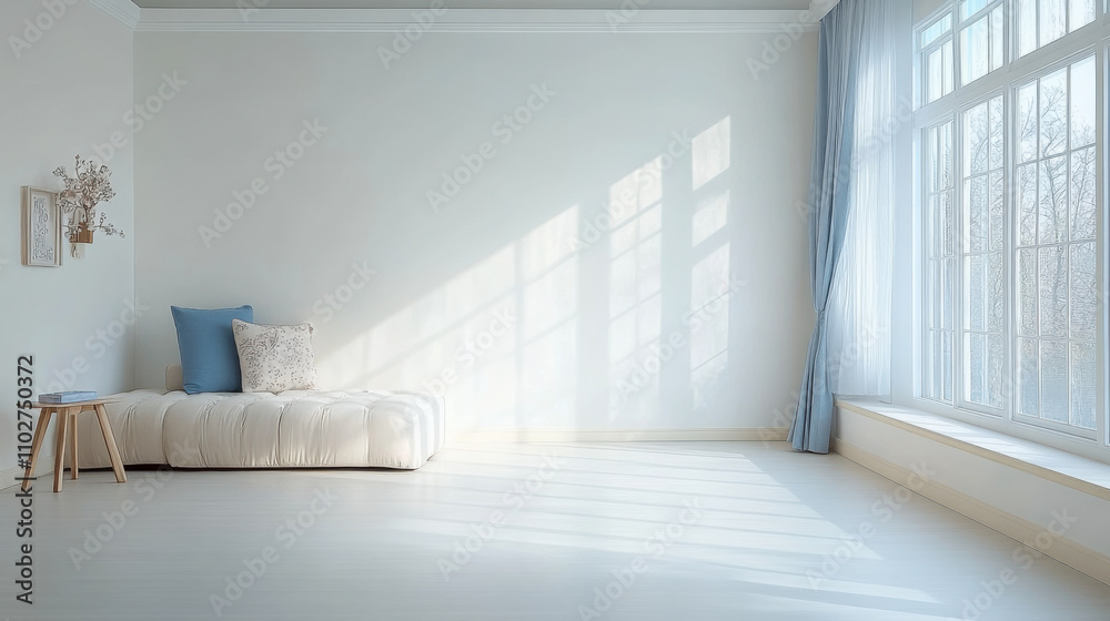 white wall living room sofa and clean with minimalist style