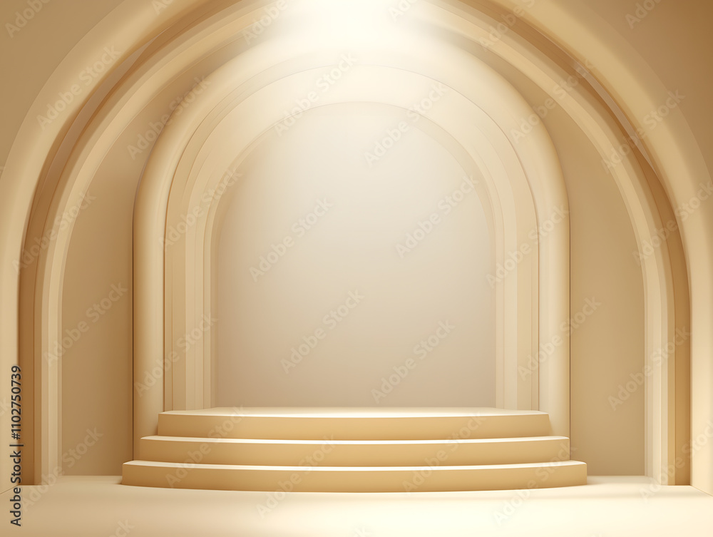 Elegant lighted archway minimalist exhibition space 3d rendering contemporary design serene ambiance art and architecture concept Elegant lighted archway minimalist exhibition space 3d rendering contemporary design serene ambiance art and architecture concept