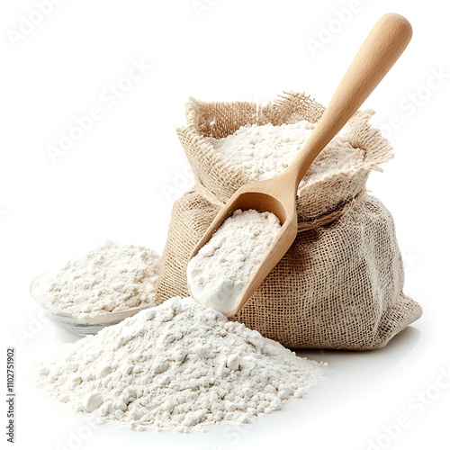 Gramflour isolated on a white background, close up photo