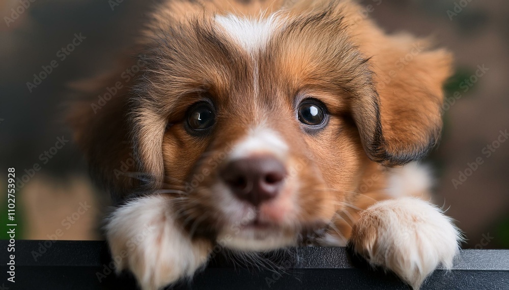 Adorable puppy with big, expressive eyes. Adorable puppy with big, expressive eyes.