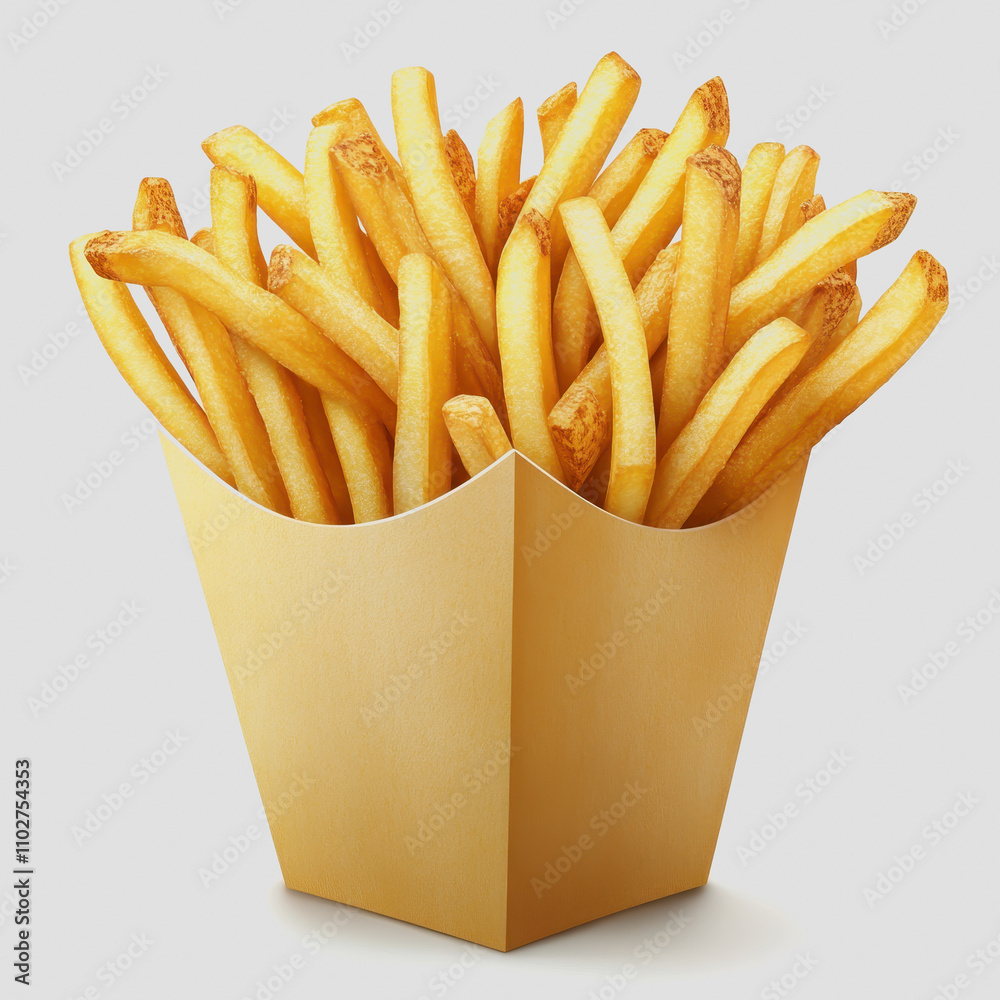 Golden Crisp French Fries in a Paper Container, Perfectly Cooked and Ready to Enjoy, Ideal for Fast Food Menus, Snacks, or Side Dishes for Any Meal Golden Crisp French Fries in a Paper Container, Perfectly Cooked and Ready to Enjoy, Ideal for Fast Food Menus, Snacks, or Side Dishes for Any Meal