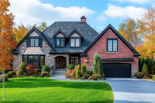 Suburban abode. Family dwelling. Custom home layout. Home arrangement in the suburbs. Cozy suburban residence. Architectural concept