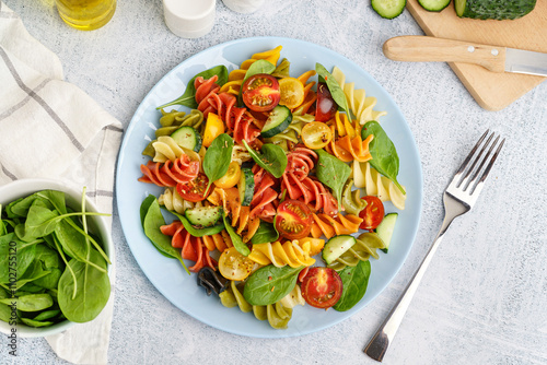 Plate with Italian pasta sa...