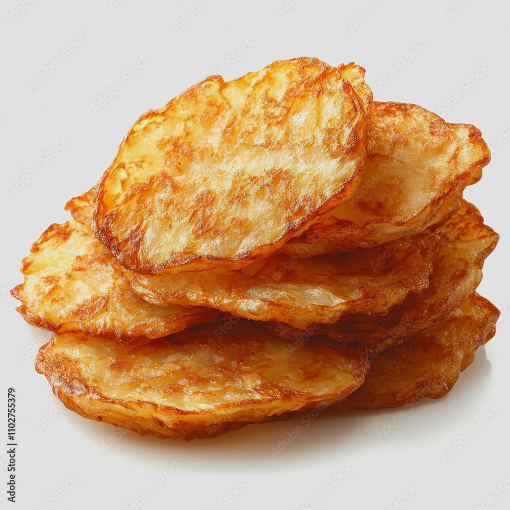 Crispy Golden Potato Chips Stacked Neatly on a Light Gray Background, Perfect for Snack Lovers and Food Enthusiasts Seeking Delicious Treats Crispy Golden Potato Chips Stacked Neatly on a Light Gray Background, Perfect for Snack Lovers and Food Enthusiasts Seeking Delicious Treats