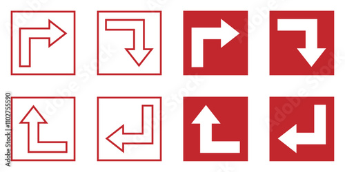 矢印のアイコンセット 赤