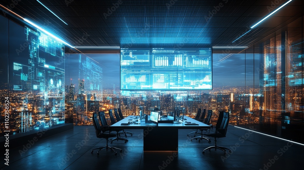 custom made wallpaper toronto digitalModern energy grid simulation with peak power demand and sustainability metrics displayed on holographic monitors. Professionals analyzing data in a high-tech environment, 4k resolution.