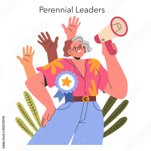 Perennial People. Flat Vector Illustration