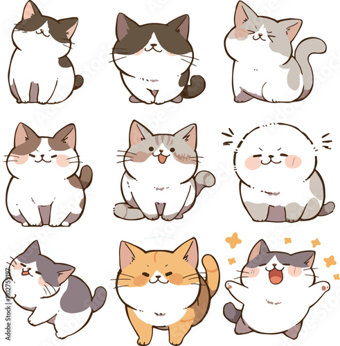 Cute Cartoon Cats Collection