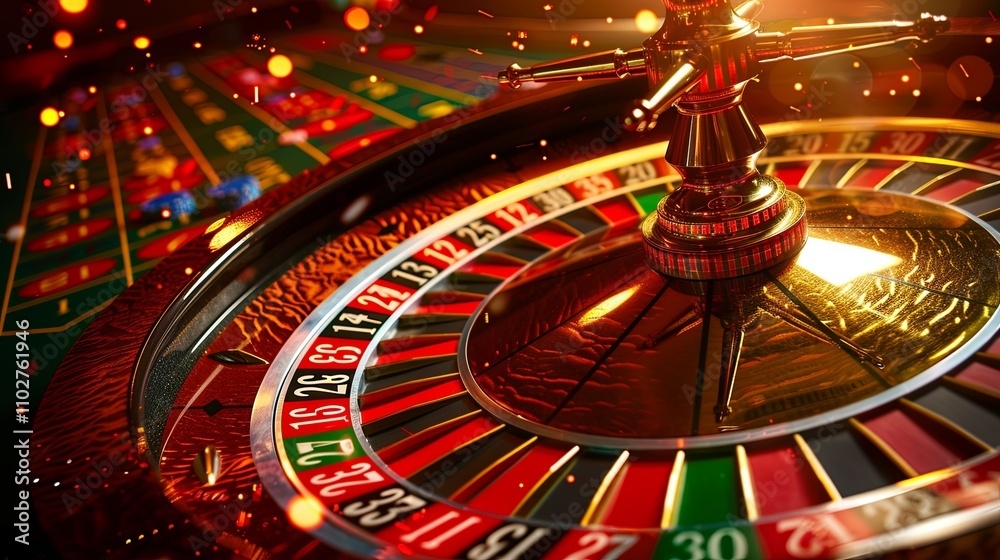 Close-up of a Roulette Wheel in a Casino Setting Close-up of a Roulette Wheel in a Casino Setting
