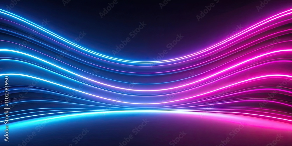 Fototapeta premium Abstract background featuring render with glowing pink and blue neon lines, abstract, background,render, glowing, pink, blue
